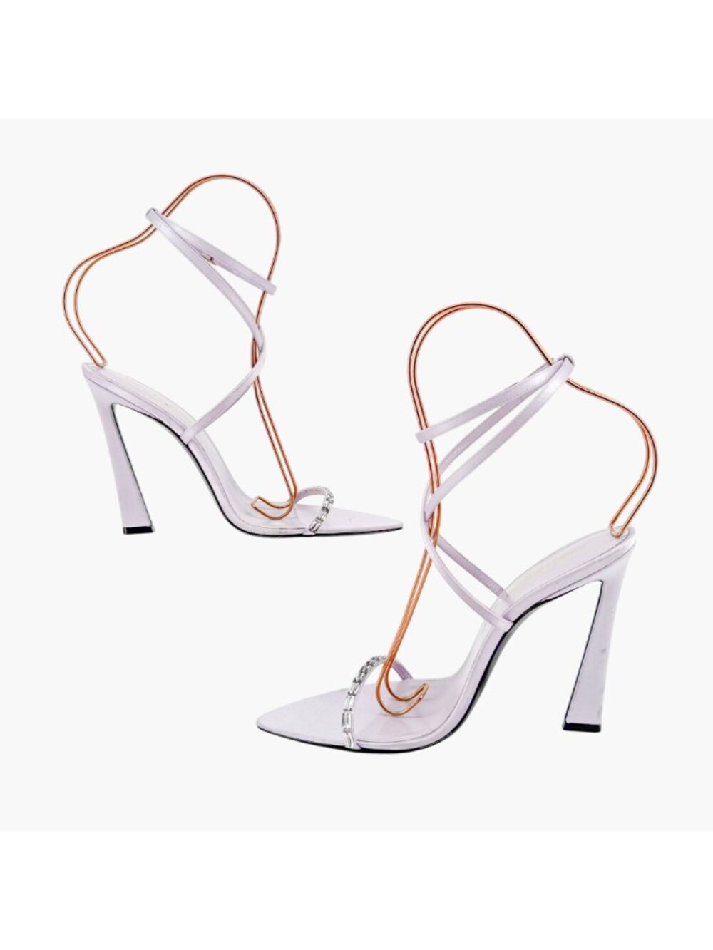 Saint Laurent Gippy Crystal Sandals EU 39.5 US 9.5 Lilac Purple Satin High Heels - Picture 8 of 13